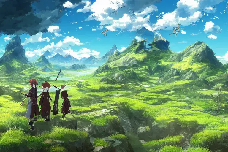 Pemandangan Menakjubkan Dunia Lain Gambar pemandangan indah dari berbagai anime isekai