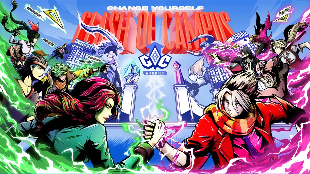 Suasana pertandingan esports dalam anime Turnamen esports bergaya anime