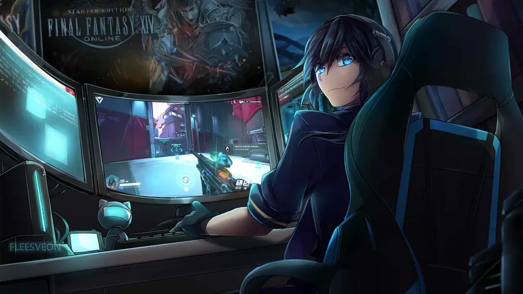 Potret persaingan ketat dalam dunia game anime Gambar adegan game kompetitif anime