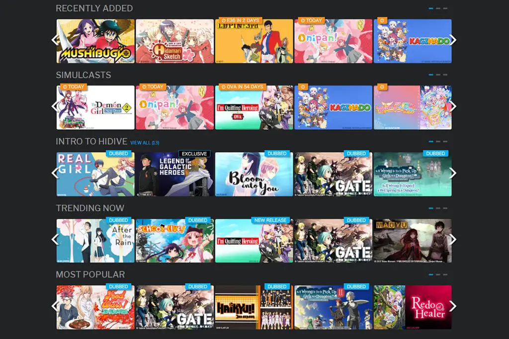 Temukan Anime Favoritmu Antarmuka layanan streaming anime
