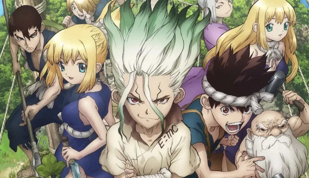 Petualangan Anime Bersama Teman Sebuah ilustrasi grup karakter anime yang sedang berpetualang bersama.