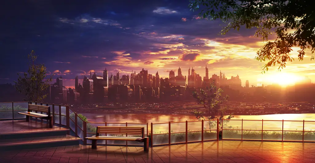 Suasana romantis dalam anime Pemandangan malam anime