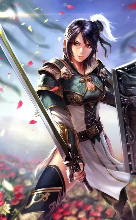 Gadis Anime dengan Pedang Ilustrasi gadis anime dengan pedang