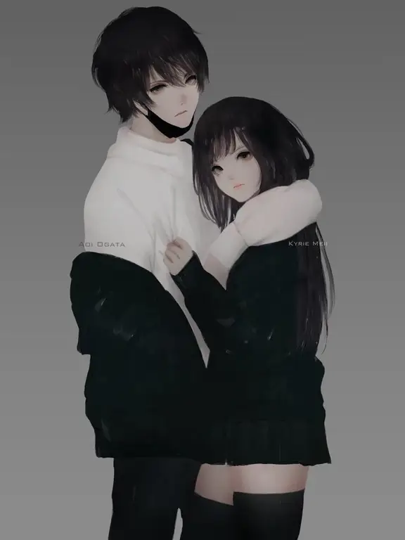 Pasangan Anime Romantis Ilustrasi pasangan anime yang romantis