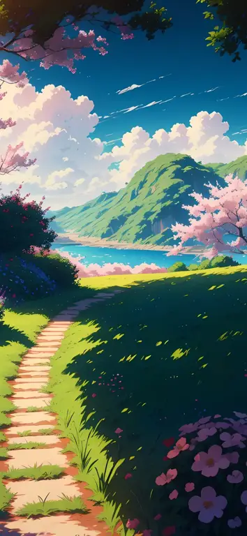 Suasana anime yang memikat Pemandangan alam dalam anime yang indah