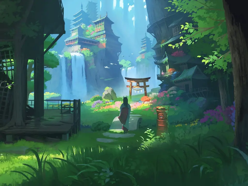 Dunia Fantasi Anime Gambar pemandangan anime fantasi yang indah