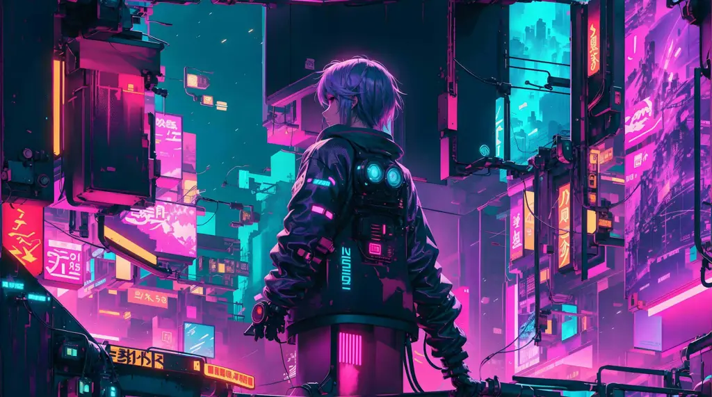 Pemandangan kota cyberpunk yang futuristik dan gelap