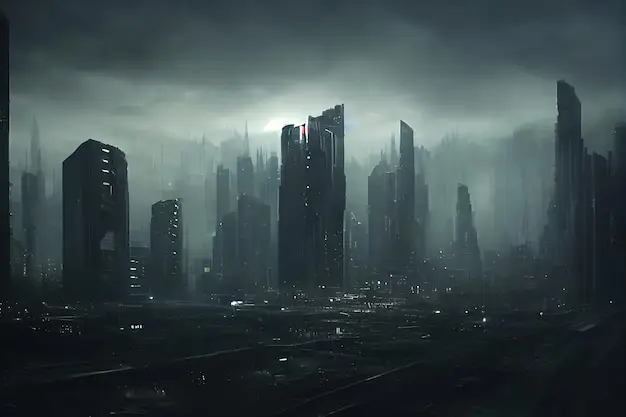 Kota Cyberpunk di Malam Hari Gambar kota cyberpunk di malam hari
