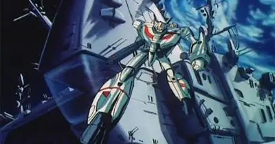 Pertempuran Mecha yang Strategis Gambar robot-robot raksasa bertarung di medan perang futuristik