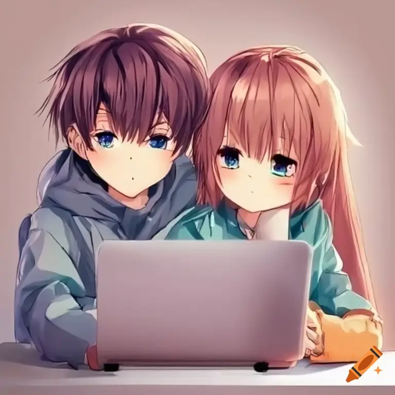 Menikmati Anime Misteri Pembunuhan Seseorang menonton anime di laptop