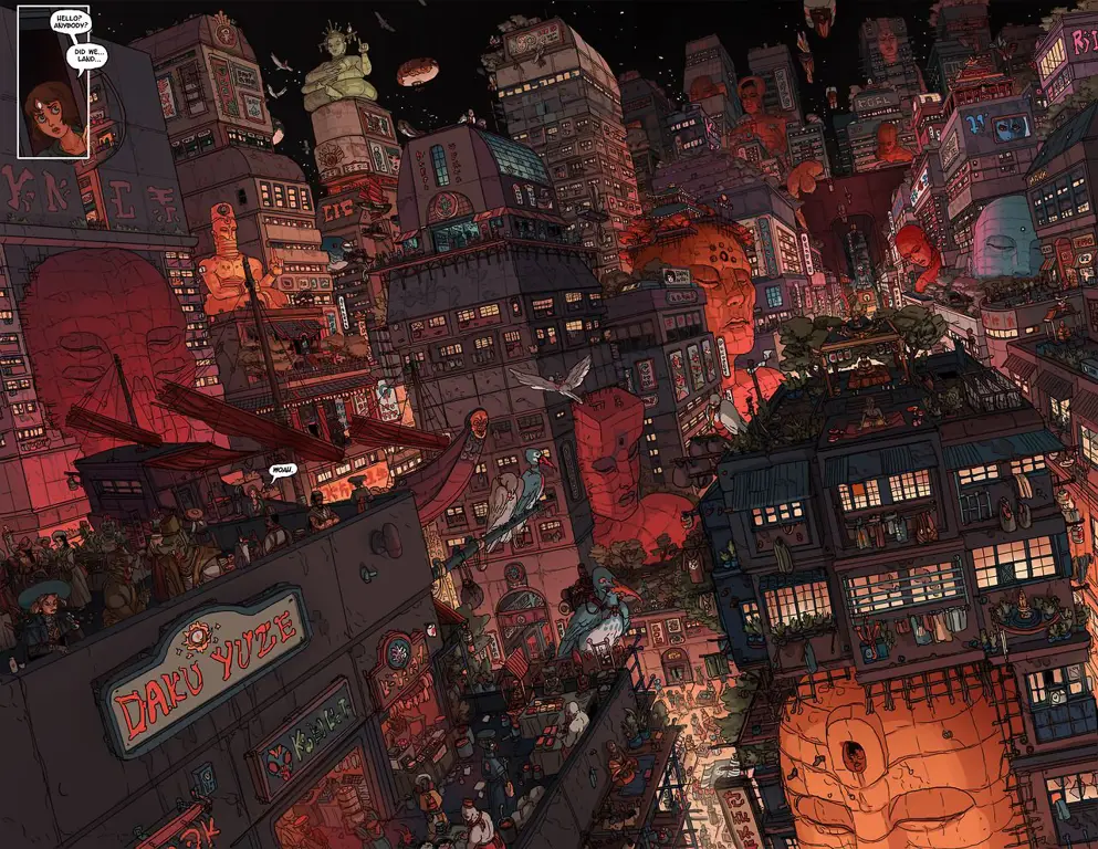 Suasana kota masa depan dalam anime Psycho-Pass Kota futuristik dalam anime cyberpunk