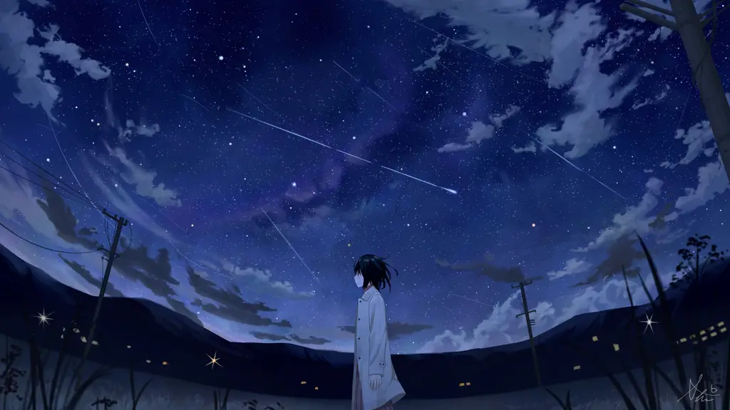 Menikmati Anime di Malam Hari Gambar seseorang menonton anime di malam hari