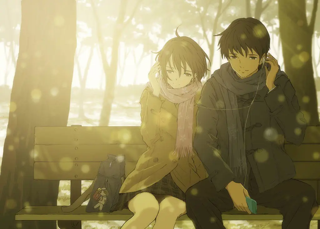 Suasana Romantis di Tengah Misteri Adegan romantis anime dengan latar belakang misterius