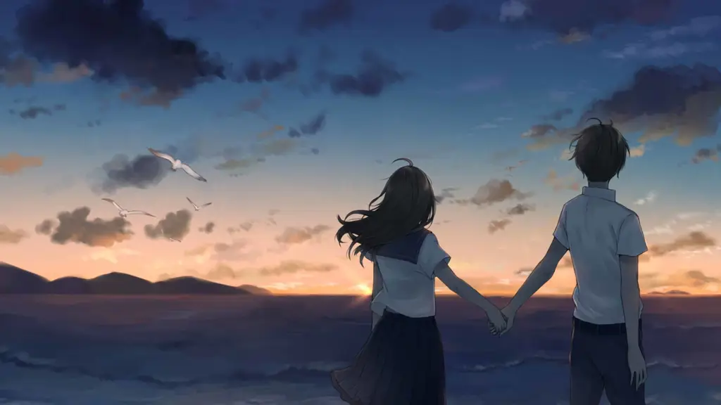Momen romantis yang akan membuatmu baper Gambar pasangan anime bergandengan tangan