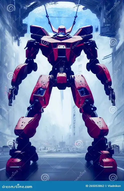 Pertempuran Robot Futuristik Robot anime sedang bertarung
