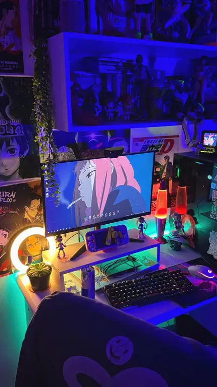 Suasana Nonton Anime yang Sempurna Gambar pengaturan untuk menonton film anime di malam hari