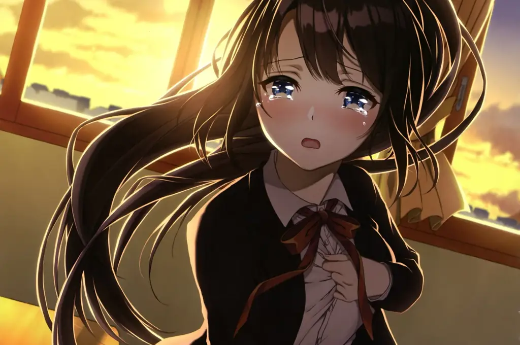 Ekspresi sedih karakter anime Karakter anime yang menangis