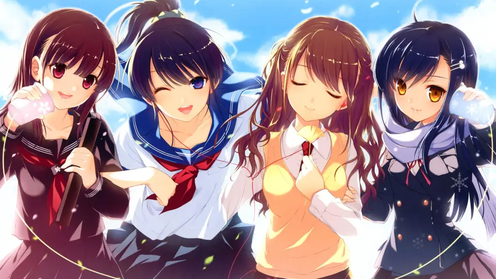 Kehidupan sekolah yang penuh keceriaan Ilustrasi gadis-gadis SMA yang lucu dan menggemaskan dalam anime