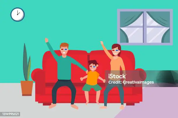 Kebahagiaan keluarga saat menonton film Keluarga bahagia menonton film bersama