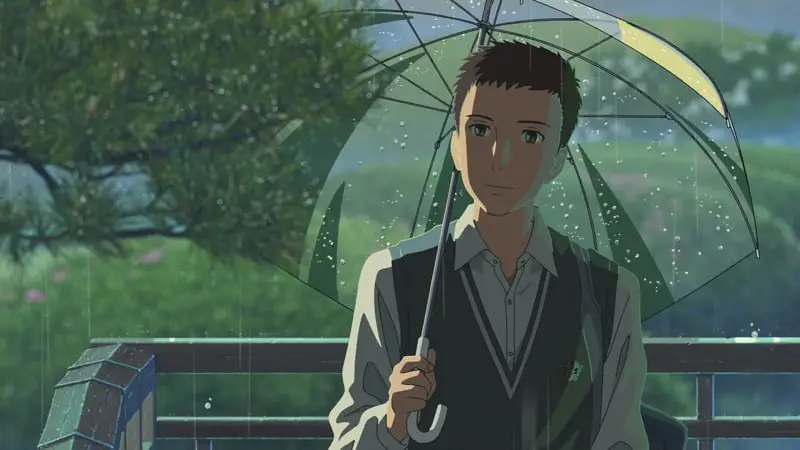 Gambar pemandangan indah dalam film The Garden of Words