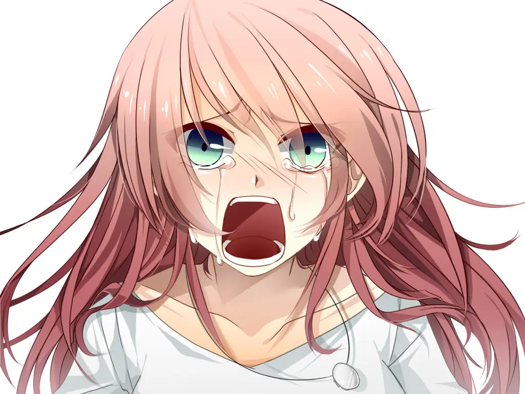 Ekspresi gadis anime yang sedang menangis Gadis anime yang sedang menangis