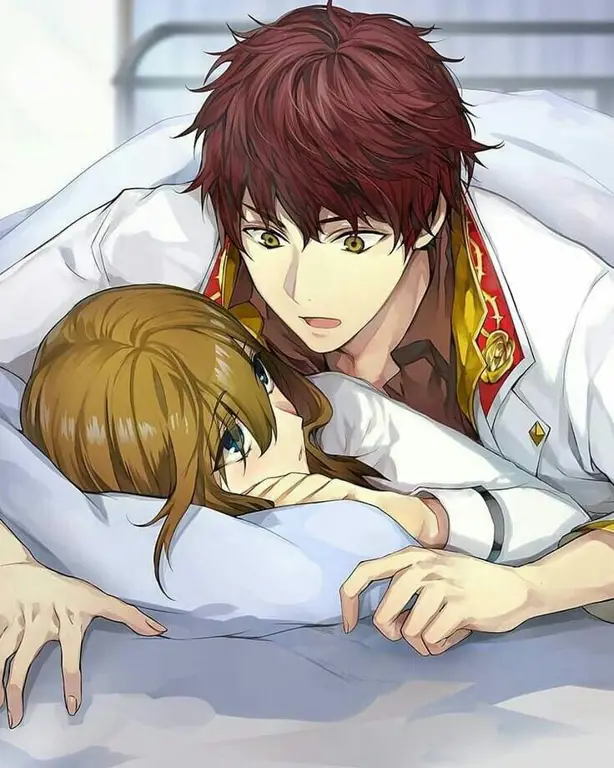 Pasangan anime yang sedang jatuh cinta dalam dunia fantasi Pasangan anime dalam film fantasi romantis