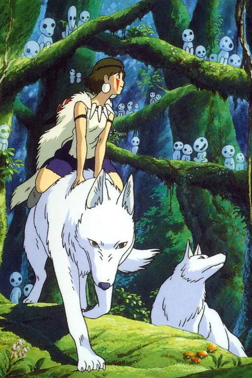 Ilustrasi poster film Princess Mononoke