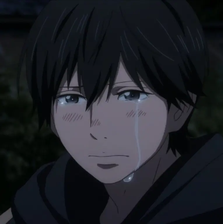 Karakter Anime yang Menunjukkan Emosi Sedih Gambar karakter anime yang sedih.
