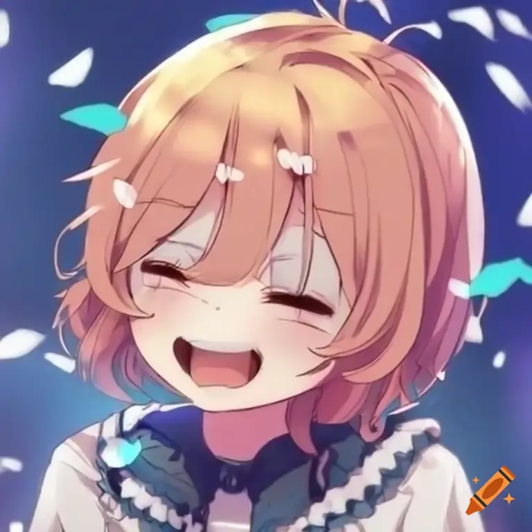 Karakter anime yang ekspresif Karakter anime yang bahagia dan sedang tertawa