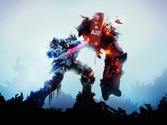 Aksi pertarungan robot yang epik Adegan pertarungan robot dalam anime mecha