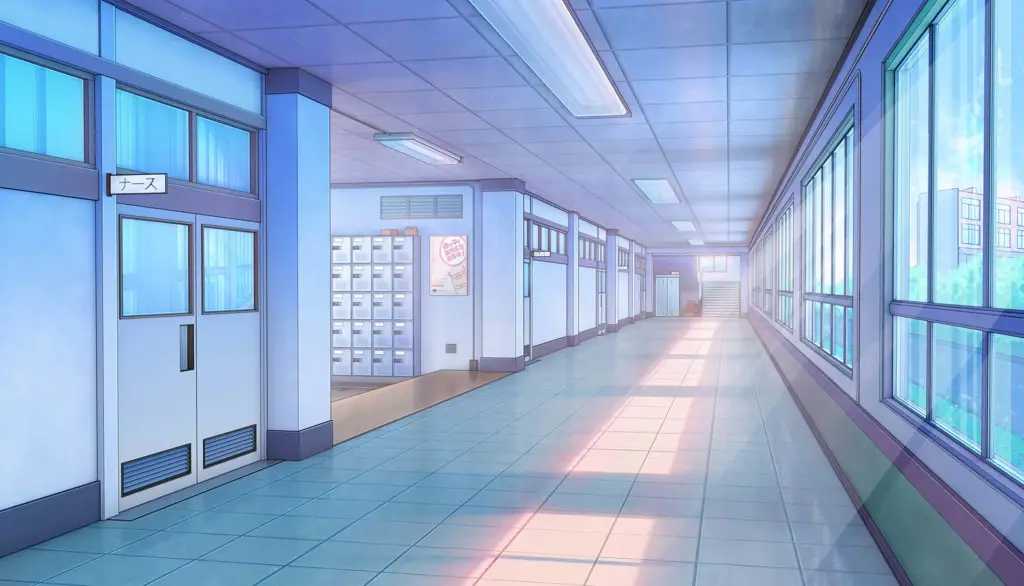 Pemandangan Sekolah Anime yang Romantis Gambar pemandangan sekolah anime yang indah