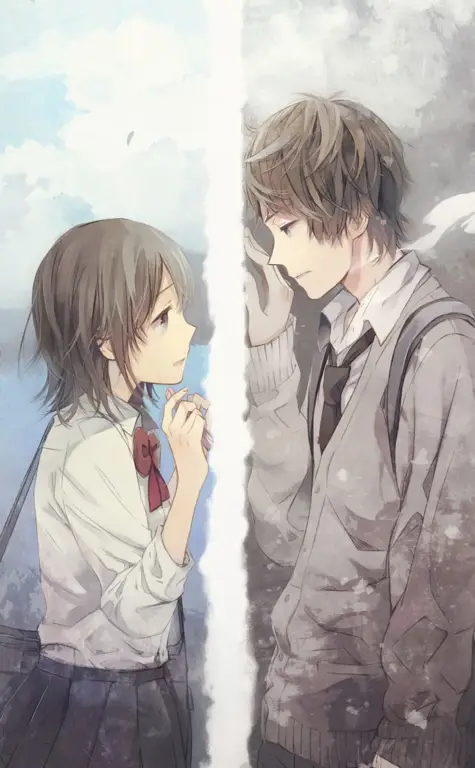 Pasangan Anime di Sekolah Gambar pasangan anime yang sedang bersekolah dengan seragam