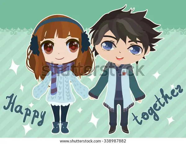 Pasangan anime yang bahagia Ilustrasi pasangan anime yang bahagia