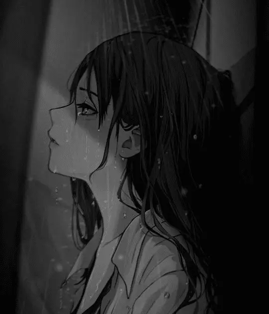 Ekspresi sedih dalam anime Gadis anime yang sedih