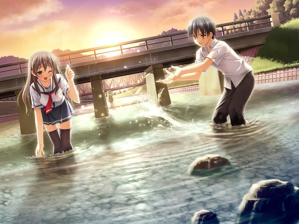 Ilustrasi pasangan anime yang bahagia Pasangan anime yang bahagia