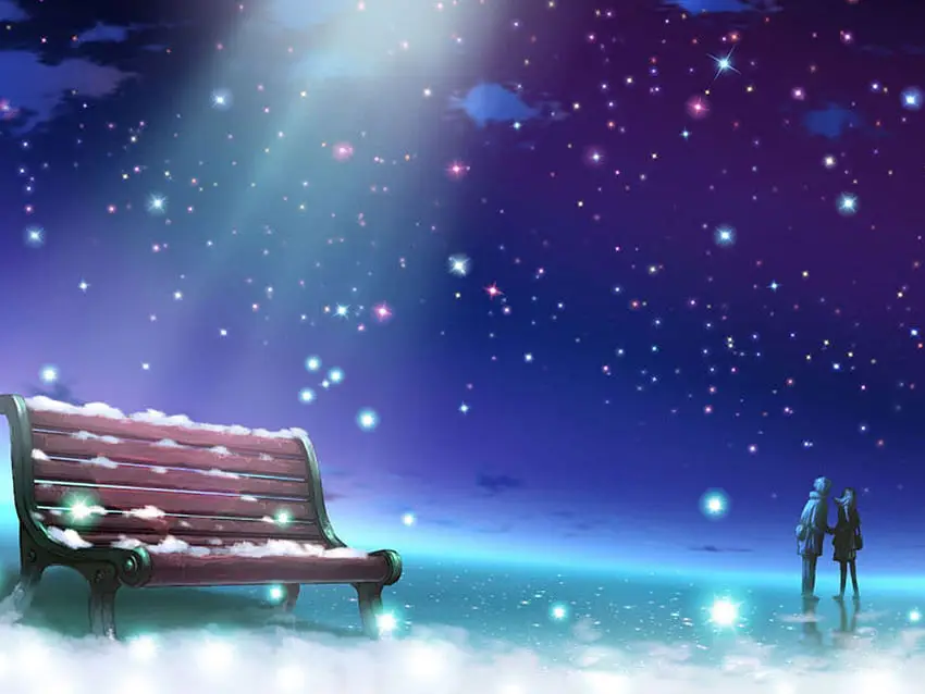 Suasana romantis yang cocok untuk menonton bersama Pemandangan malam yang romantis dari anime