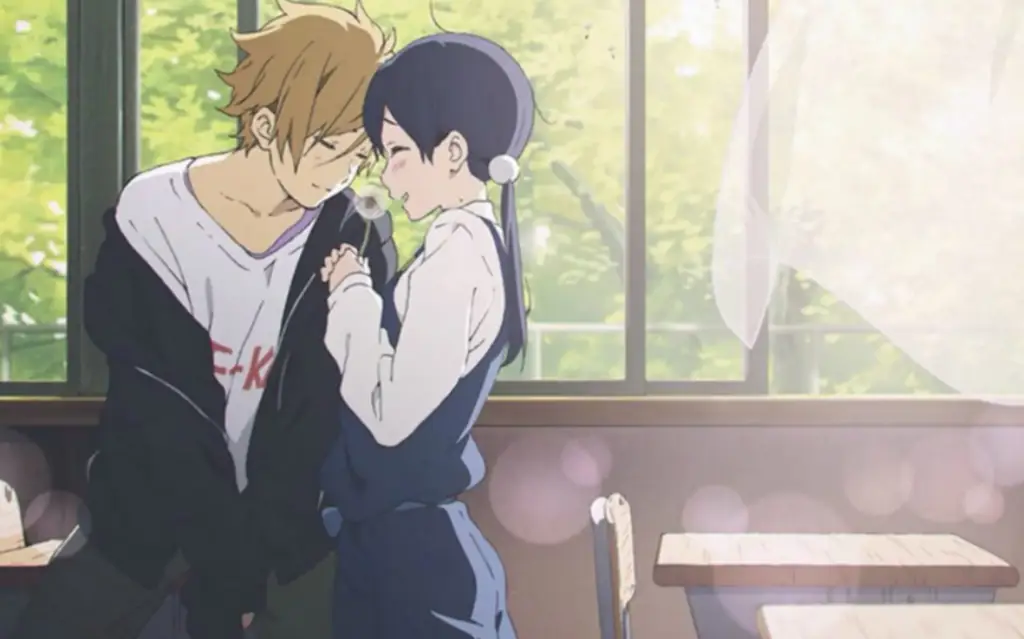 Pasangan Romantis di Sekolah Pasangan anime di sekolah yang sedang berpelukan