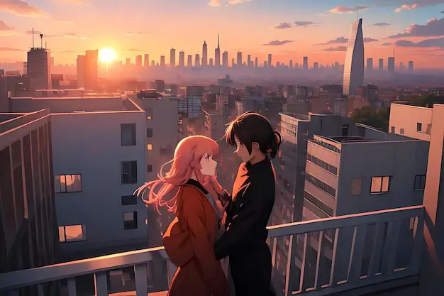 Suasana romantis dalam film anime Adegan estetis dari film anime romance