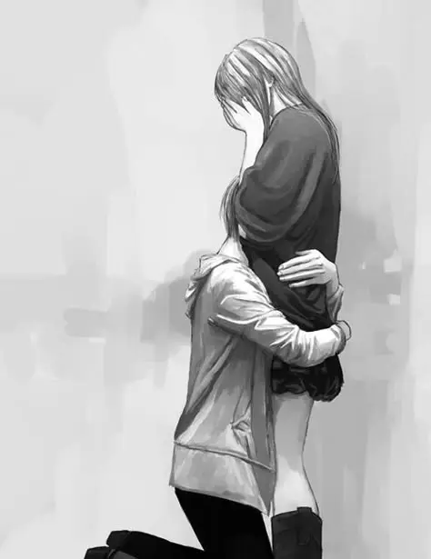 Ilustrasi pasangan anime yang sedang bersedih Pasangan anime yang sedang sedih