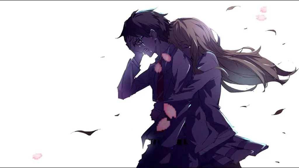 Momen Sedih dalam Anime Romance Pasangan anime sedang menangis, menggambarkan kesedihan dalam film romance