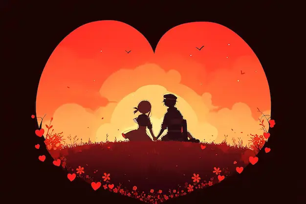 Pasangan Romantis dalam Bayangan Siluet pasangan anime yang romantis