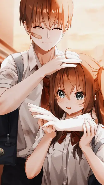Ilustrasi pasangan anime yang bahagia Pasangan anime bahagia