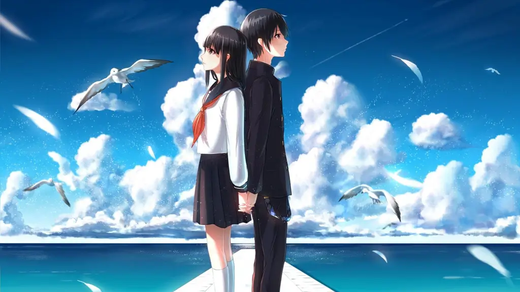 Poster Film Anime Romantis Poster film anime dengan adegan romantis