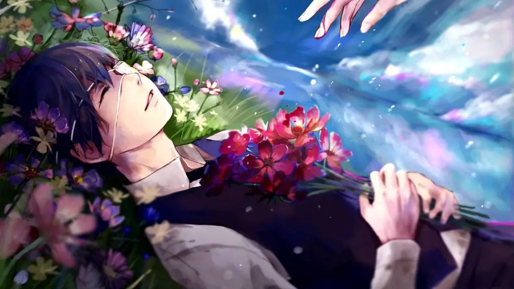 Adegan anime yang menyedihkan, menggambarkan momen perpisahan atau kehilangan.