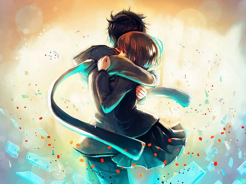 Pelukan Perpisahan yang Menggetarkan Hati Gambar karakter anime saling berpelukan saat perpisahan