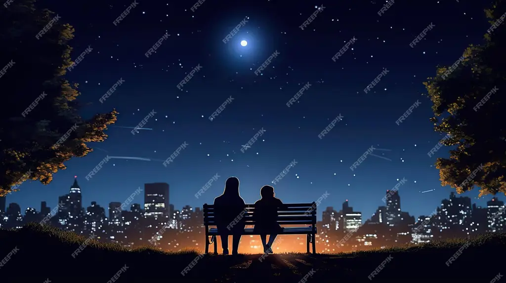Suasana romantis dalam anime Pemandangan malam romantis anime