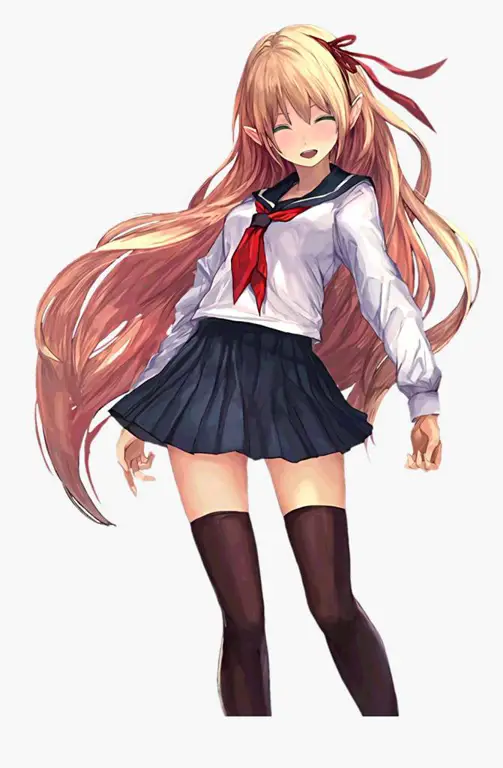 Gadis Anime Cantik Ilustrasi gadis anime imut berseragam sekolah