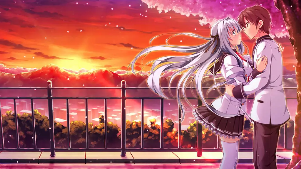 Suasana romantis di anime Adegan romantis anime dengan latar belakang malam
