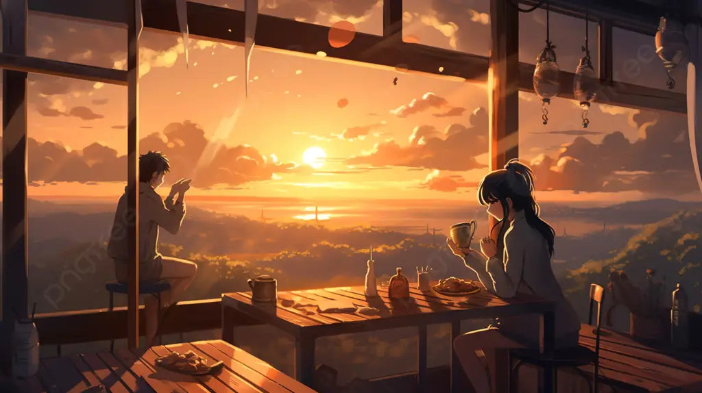 Nikmati film anime romantis bersama orang tersayang Pasangan menonton film anime bersama-sama.