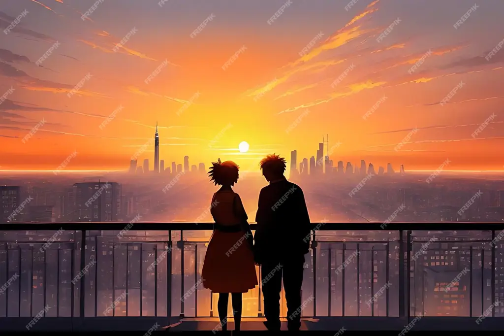 Adegan romantis dalam anime Pasangan anime dalam adegan romantis